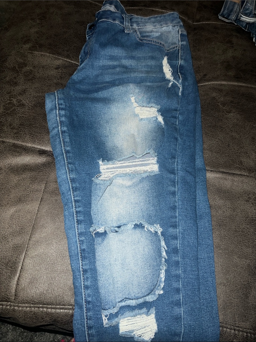 Women’s Distressed Blue Skinny Jeans - Ripped Stretch Denim